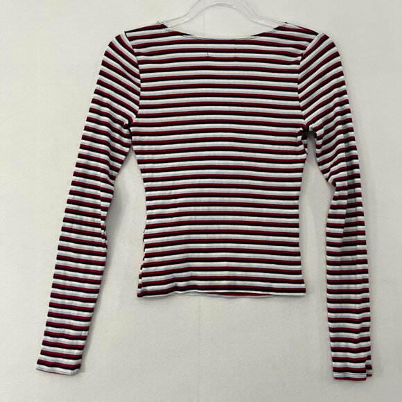 Hollister Top size Small Striped Twisted Front Rib Knit Fitted Y2K - Picture 7 of 8